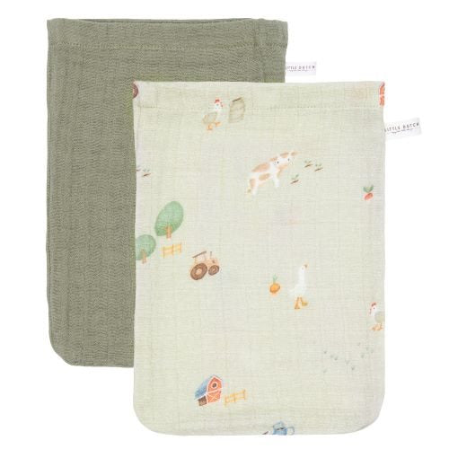Washcloth set - green - little farm Washcloth set - green - little farm