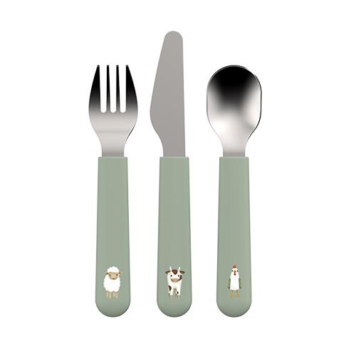 Children's cutlery set - Green - Little Farm  Children's cutlery set - Green - Little Farm