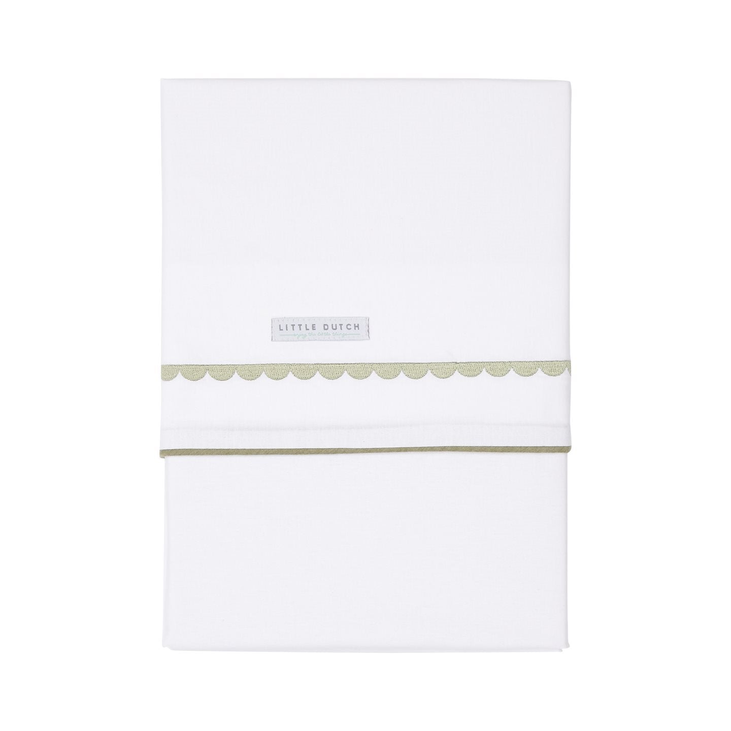 Drap-housse olive arrondi brodé  Drap-housse olive arrondi brodé