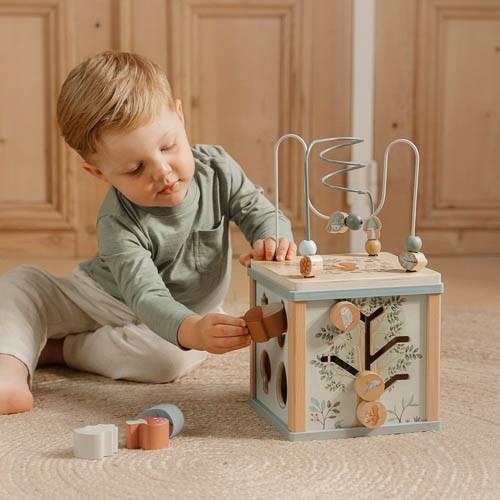 Houten activiteitenkubus - Blauw - Forest Friends Houten activiteitenkubus - Blauw - Forest Friends