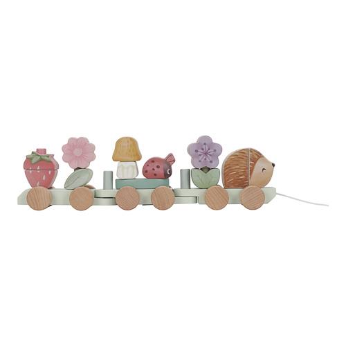 Train en bois à blocs - Rose - Fairy Garden  Train en bois à blocs - Rose - Fairy Garden