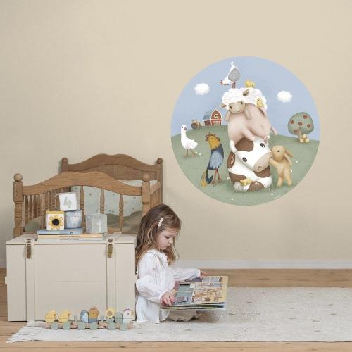 Wallpaper circle - Multicolored - Little Farm  Wallpaper circle - Multicolored - Little Farm