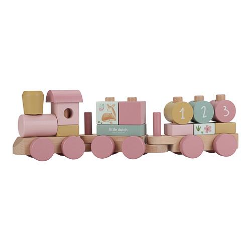 Wooden Block Train - Pink - Fairy Garden  Wooden Block Train - Pink - Fairy Garden