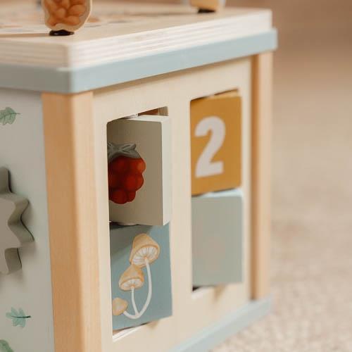 Houten activiteitenkubus - Blauw - Forest Friends Houten activiteitenkubus - Blauw - Forest Friends