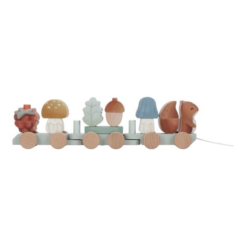 Wooden Block Train - Blue - Forest Friends  Wooden Block Train - Blue - Forest Friends