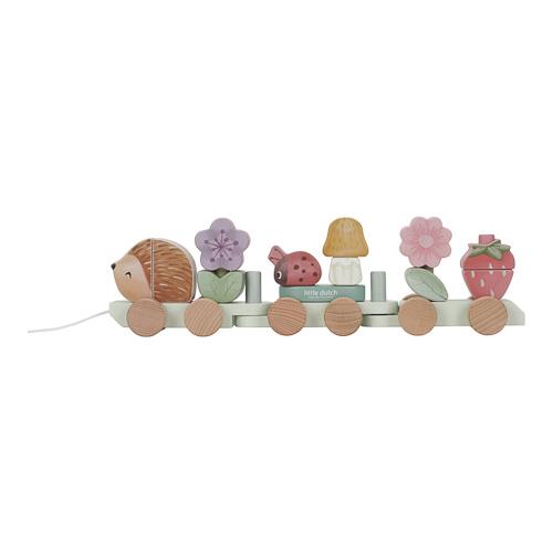 Train en bois à blocs - Rose - Fairy Garden  Train en bois à blocs - Rose - Fairy Garden