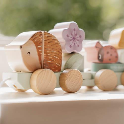 Train en bois à blocs - Rose - Fairy Garden  Train en bois à blocs - Rose - Fairy Garden