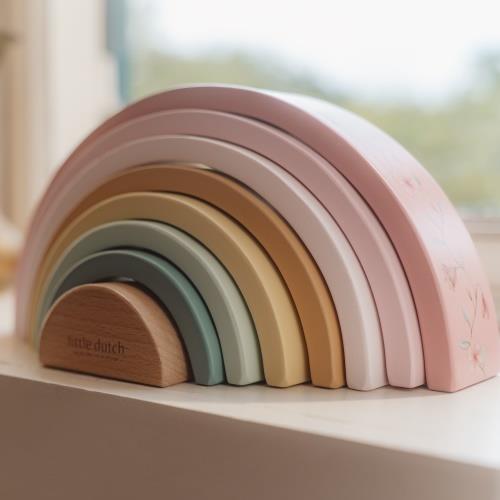 Houten Stapelregenboog - Roze - Fairy Garden Houten Stapelregenboog - Roze - Fairy Garden