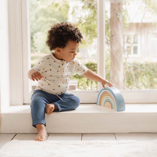 Houten Stapelregenboog - Blauw - Forest Friends Houten Stapelregenboog - Blauw - Forest Friends