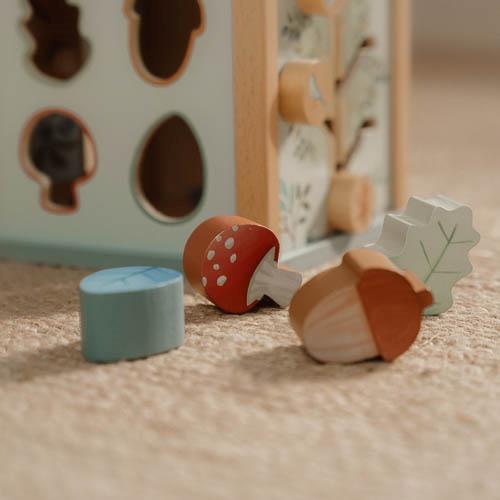 Houten activiteitenkubus - Blauw - Forest Friends Houten activiteitenkubus - Blauw - Forest Friends