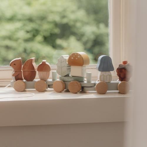 Wooden Block Train - Blue - Forest Friends  Wooden Block Train - Blue - Forest Friends