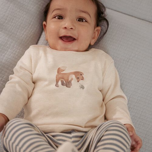 Shirt long sleeve - Sand - Forest Friends - Little Fox  Shirt long sleeve - Sand - Forest Friends - Little Fox