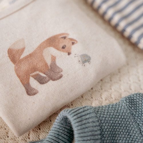 Shirt long sleeve - Sand - Forest Friends - Little Fox  Shirt long sleeve - Sand - Forest Friends - Little Fox