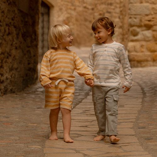 Shorts - Yellow - Forest Friends - Stripe  Shorts - Yellow - Forest Friends - Stripe