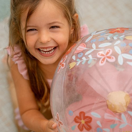 strandbal-3d-figuur-pink-flowers strandbal-3d-figuur-pink-flowers