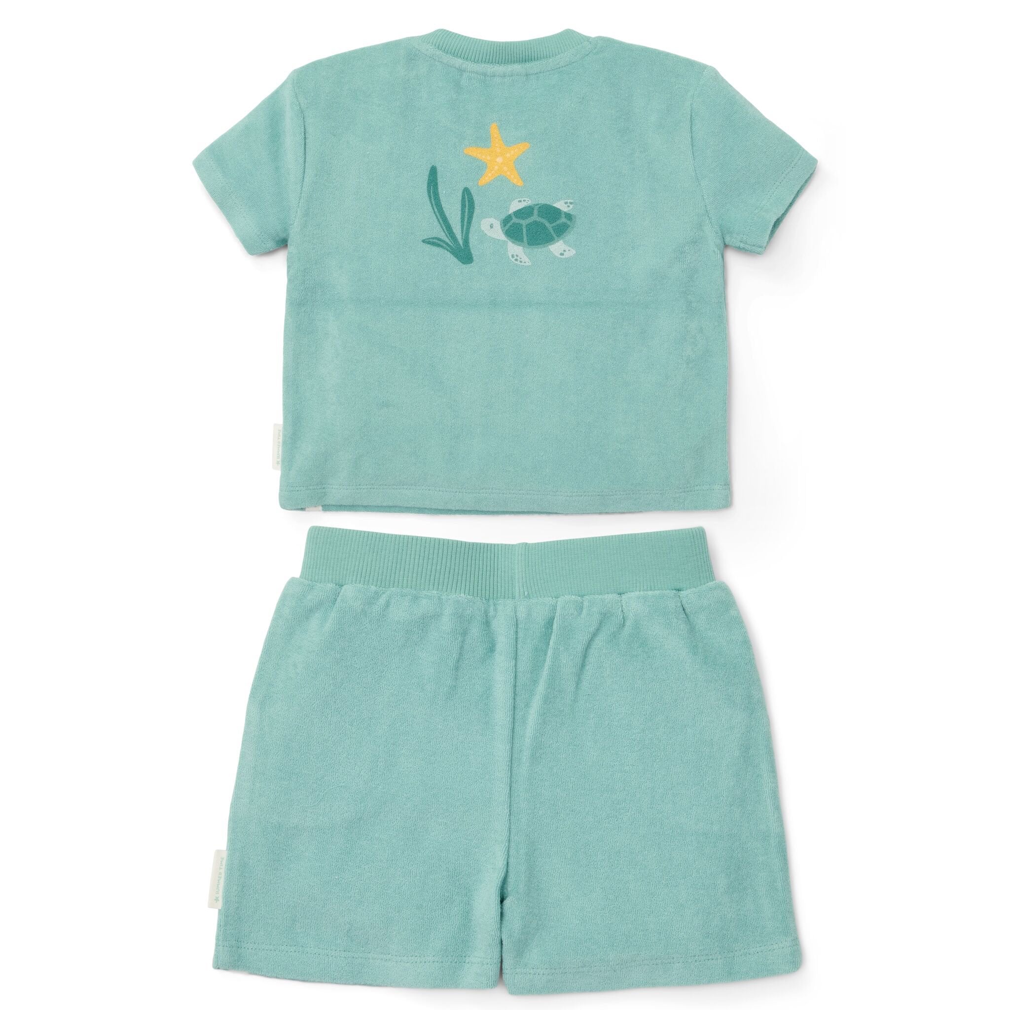 t-shirt-en-short-groen-seashells-and-stripes t-shirt-en-short-groen-seashells-and-stripes