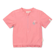 Schwimmshirt mit kurzen Ärmeln - Rosa - Sonnige Blumen