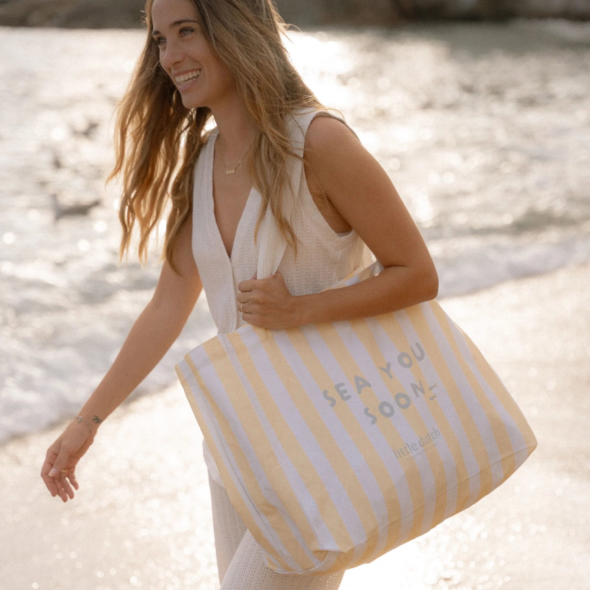 Strandtasche - Gelb - Größe Einheitsgröße - Streifen  Strandtasche - Gelb - Größe Einheitsgröße - Streifen