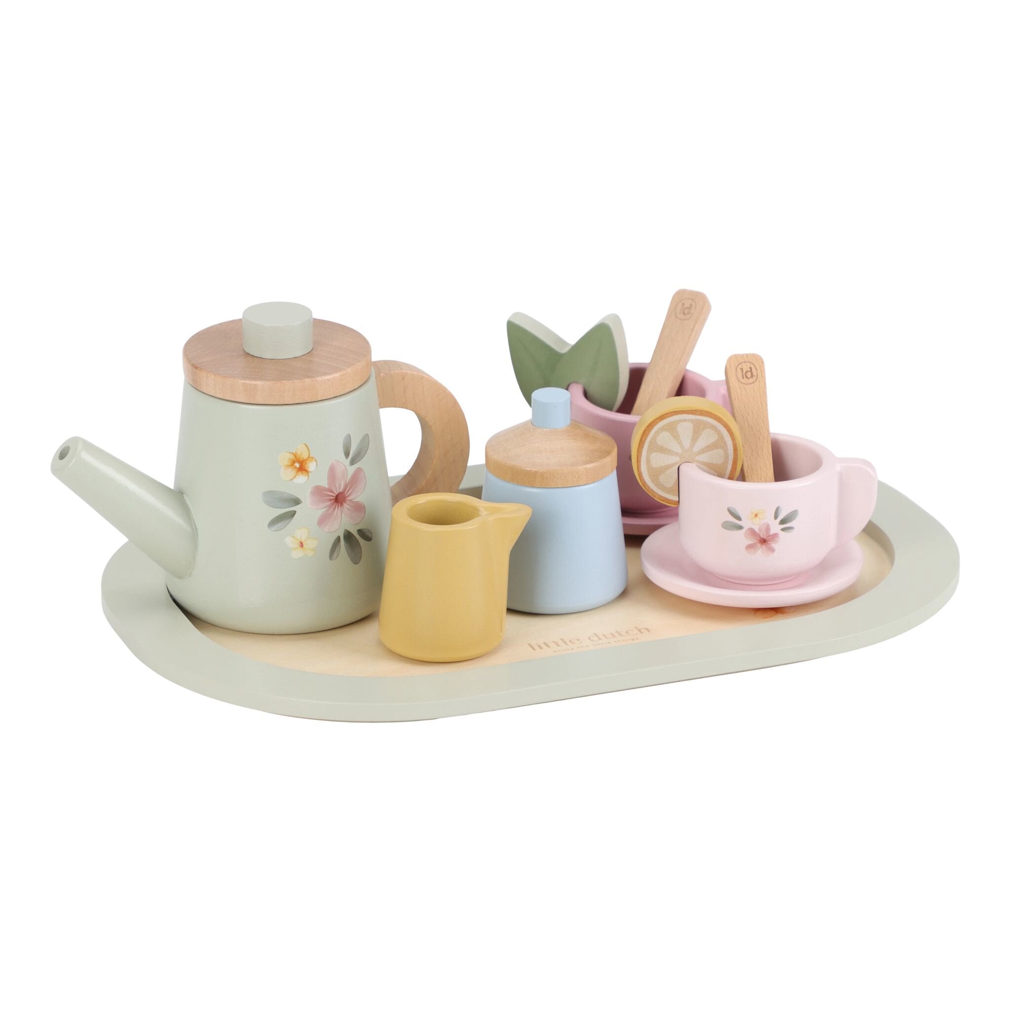 Houten theeservies - Meerkleurig - Essentials Houten theeservies - Meerkleurig - Essentials