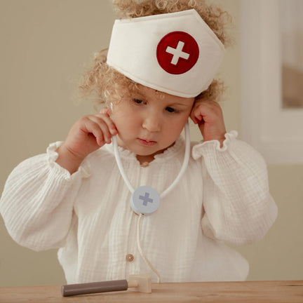 Set de docteur en bois - Vert - Essentials  complete-houten-doktersset-in-stoffen-tas