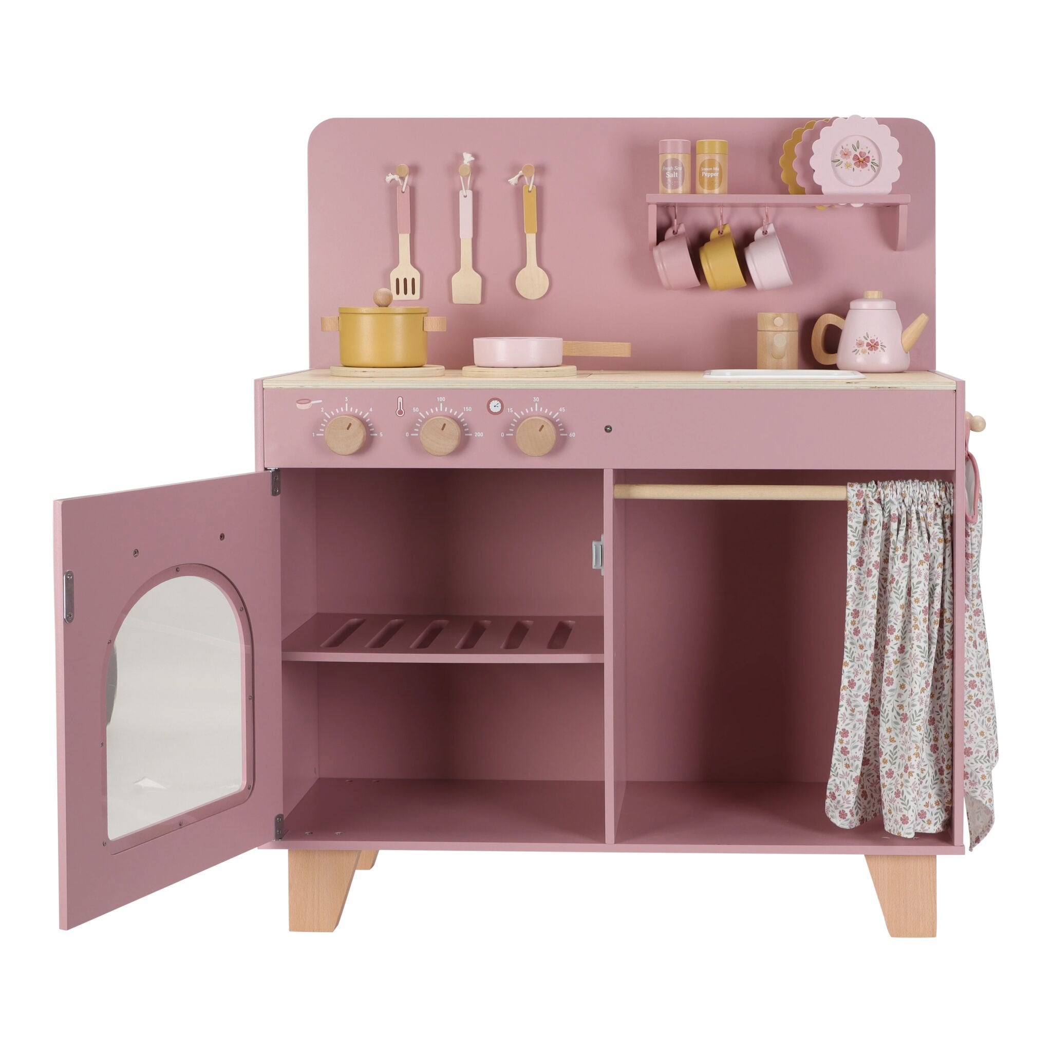 houten-roze-speelkeuken-met-accessoires houten-roze-speelkeuken-met-accessoires