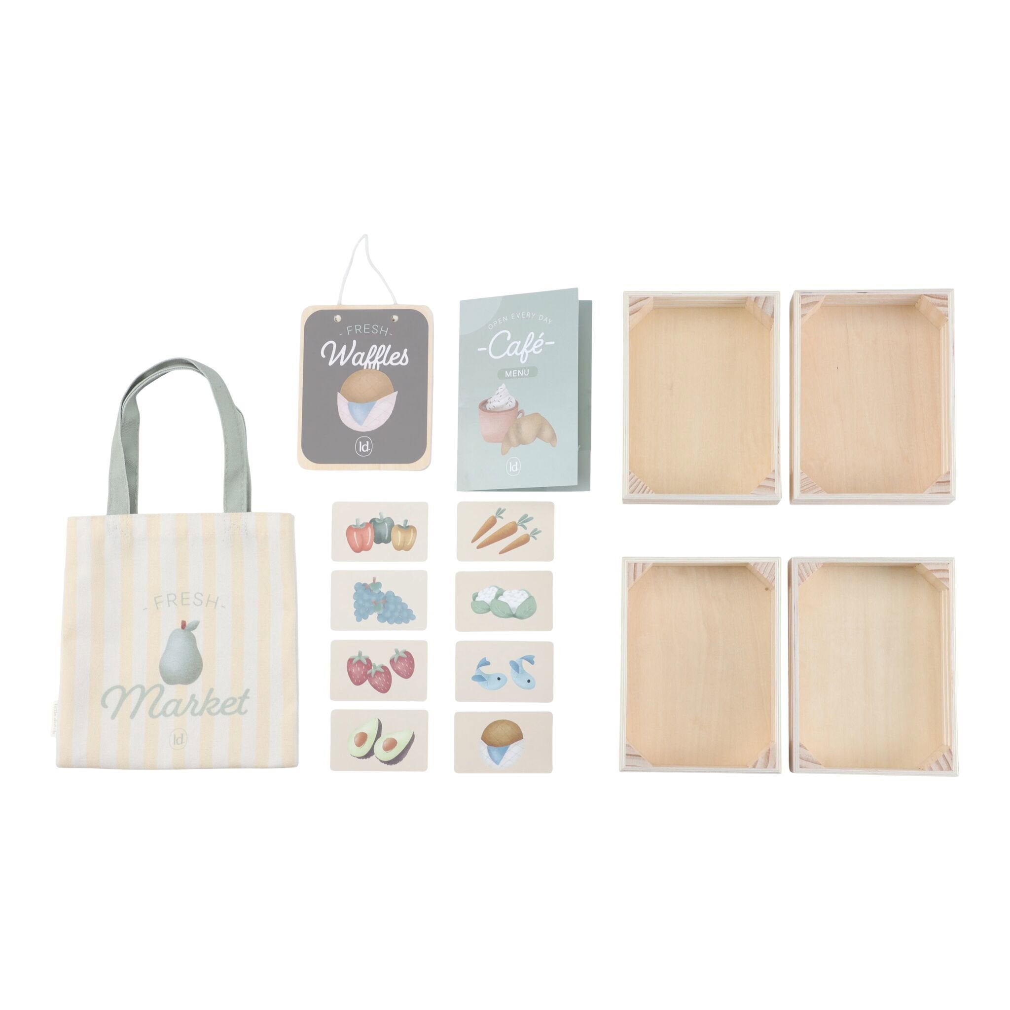 houten-marktkraam-met-stoffen-luifel-en-boodschappen houten-marktkraam-met-stoffen-luifel-en-boodschappen