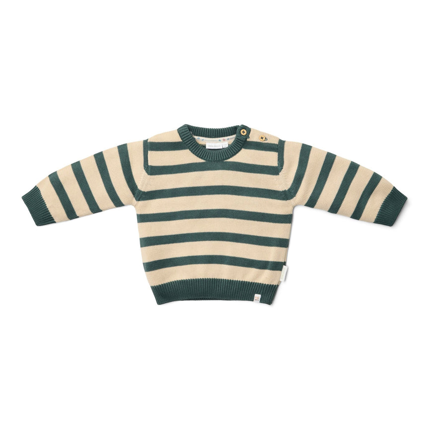 Pull tricoté - Vert - Forest Friends - Rayure  gebreide-trui-groen-forest-friends-stripe