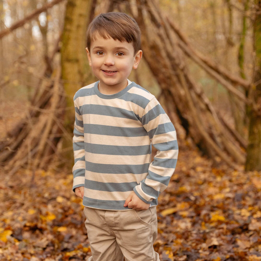 Chemise à manches longues - Bleu - Sable - Forest Friends - Rayure  shirt-lange-mouw-blauw-zand-forest-friends-stripe