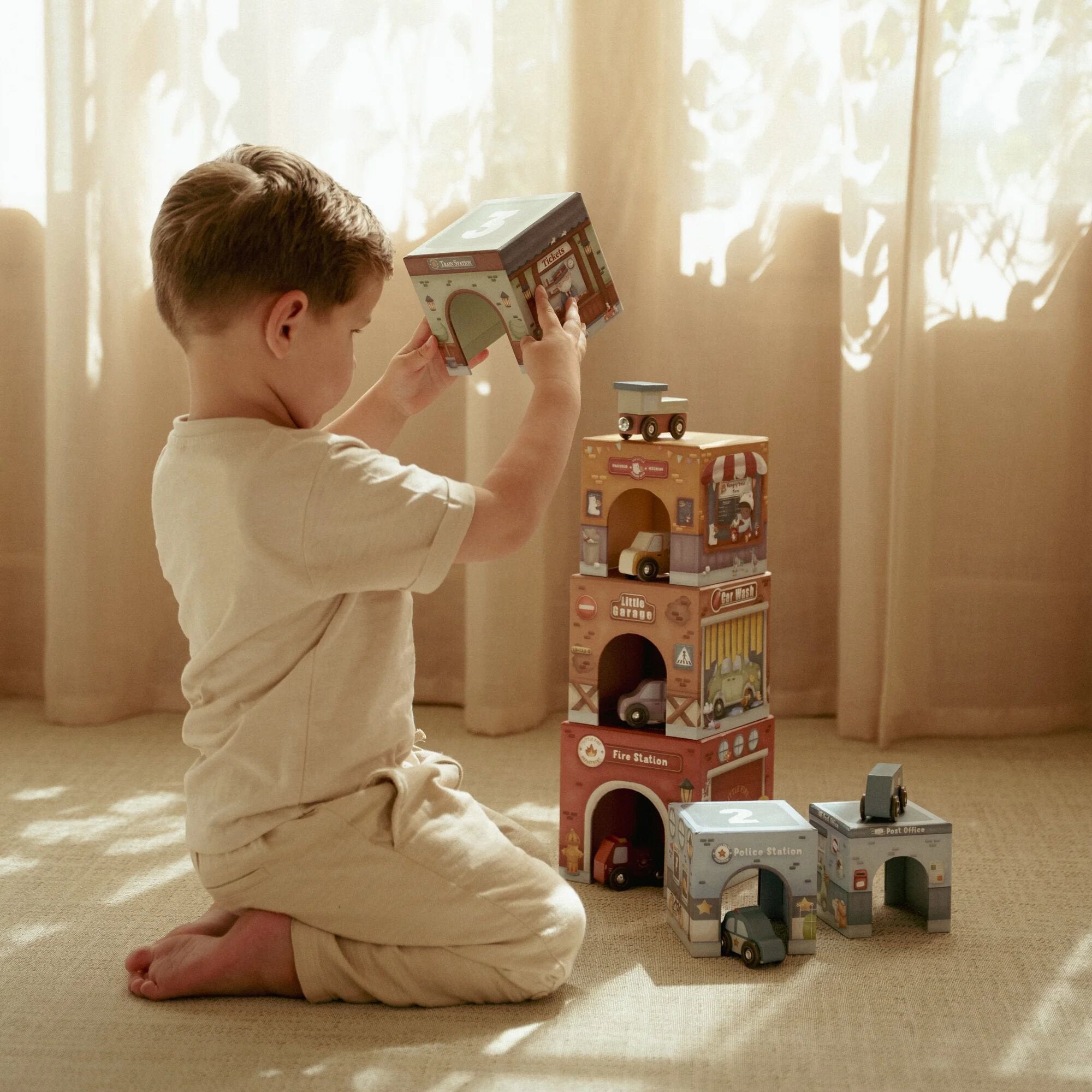 Stacking blocks with cars – Multicolored – Essentials  Stacking blocks with cars – Multicolored – Essentials