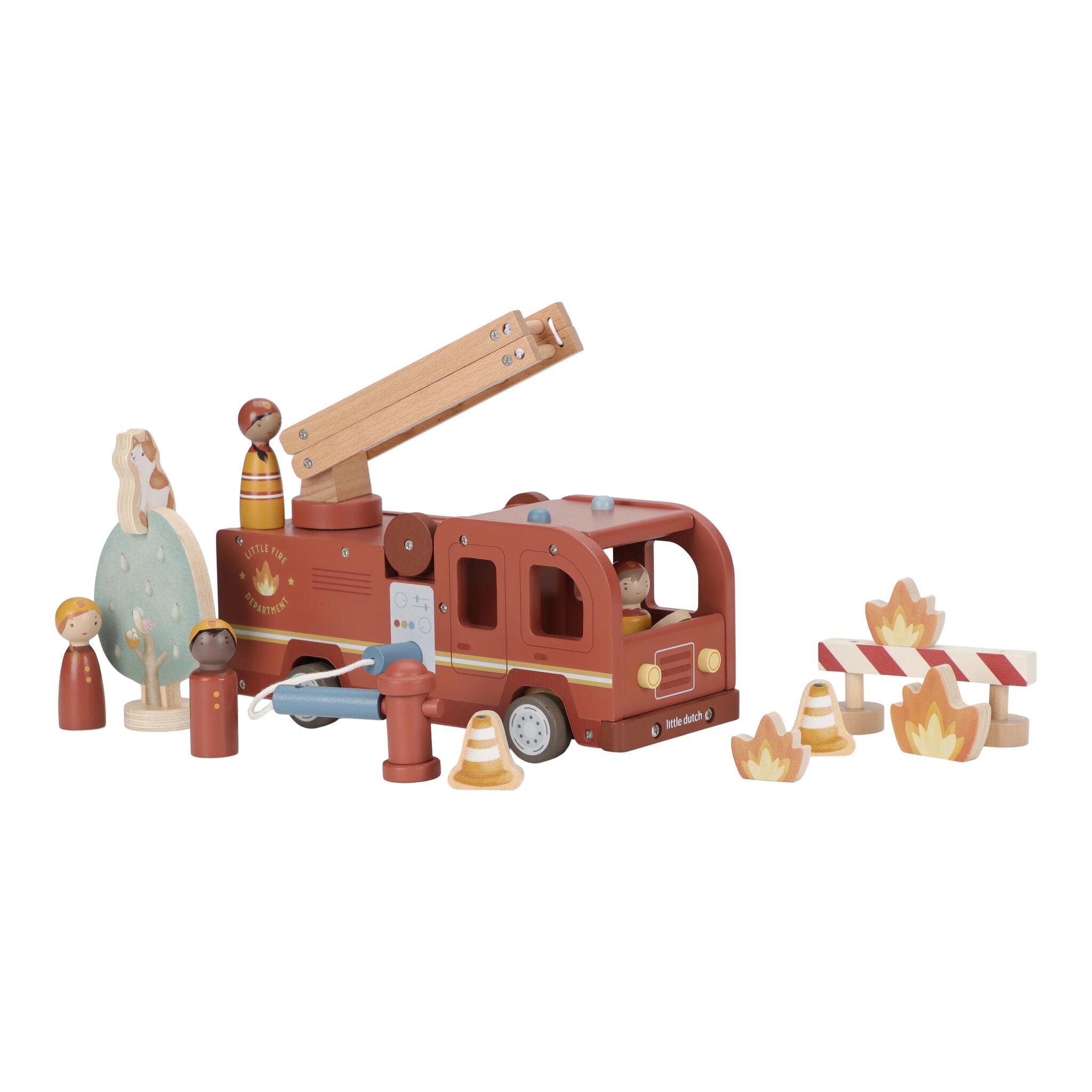 Wooden fire truck – Red – Essentials  Wooden fire truck – Red – Essentials