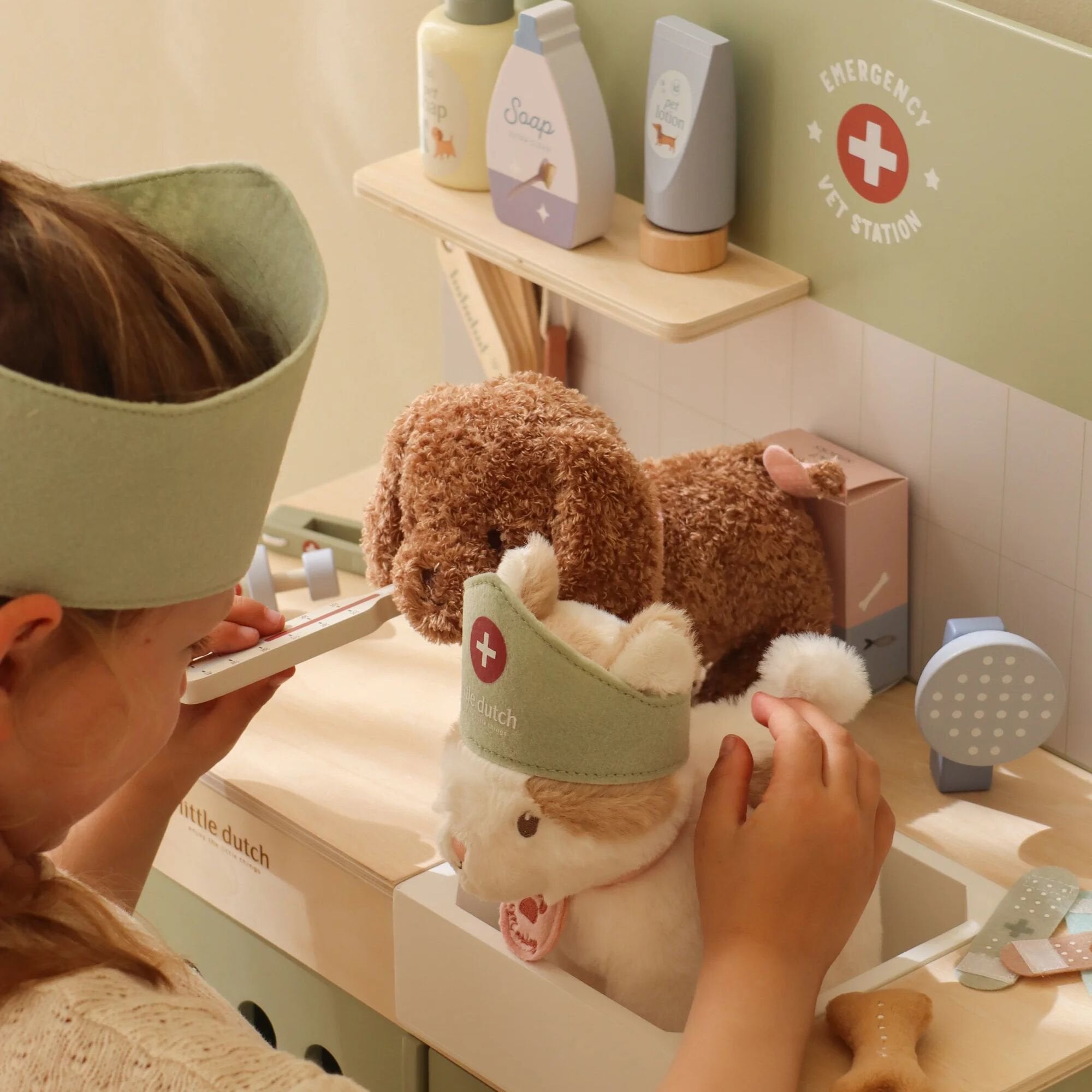 houten-dierenartspraktijk-met-medische-instrumenten houten-dierenartspraktijk-met-medische-instrumenten