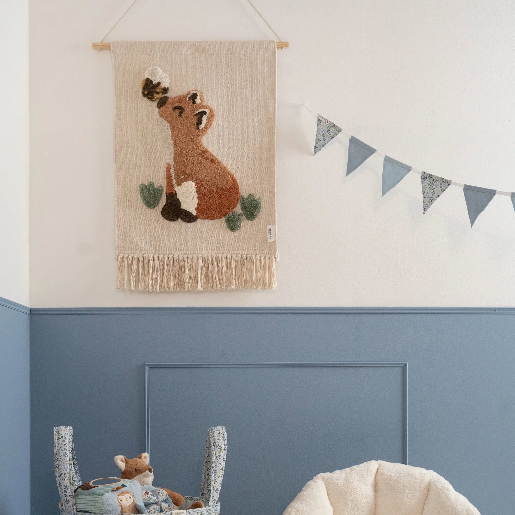 Wall tapestry fox - White - Forest Friends  Wall tapestry fox - White - Forest Friends
