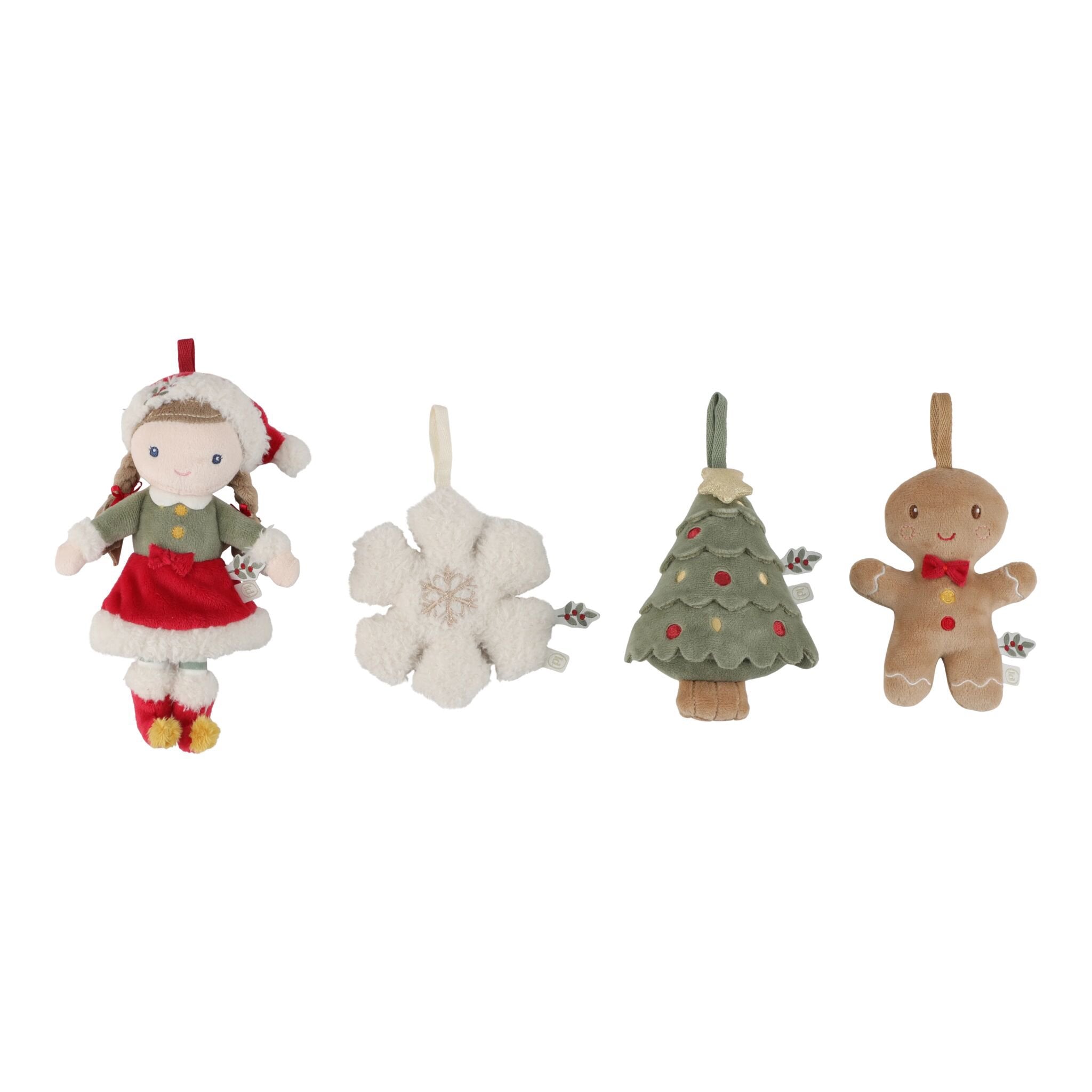 Weihnachtsschmuck Rosa Set – Mehrfarbig – Weihnachten – 4 Stück – Plüsch Weihnachtsdekoration