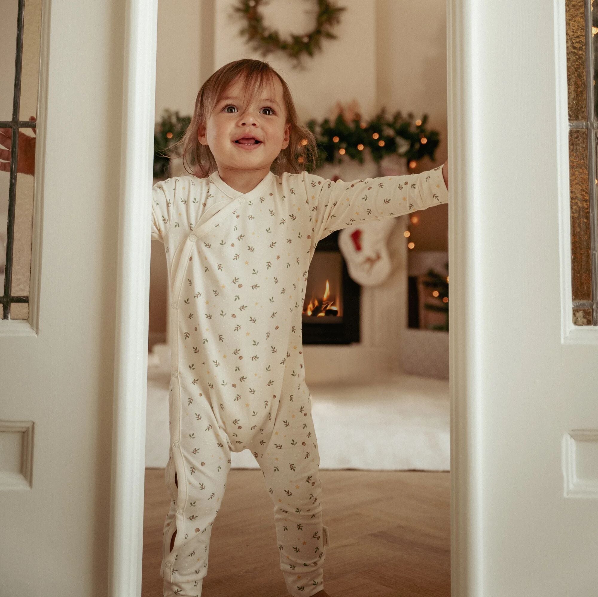 Eendelige kerst pyjama – Beige Eendelige kerst pyjama – Beige