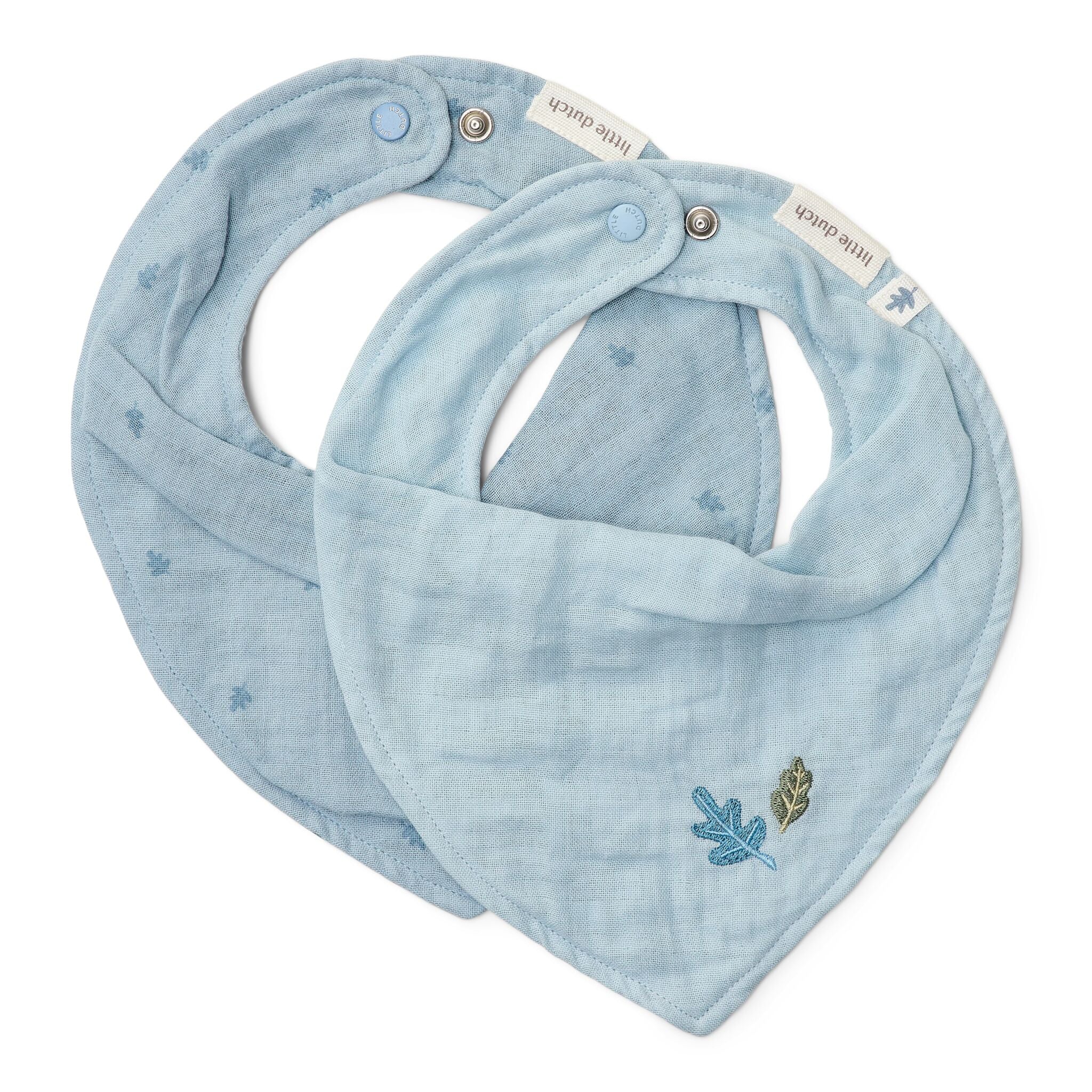 Lot De 2 Bavoirs Bandanas Bébé 0-6 Mois - 100% Coton Naturel Avec Dos Éponge