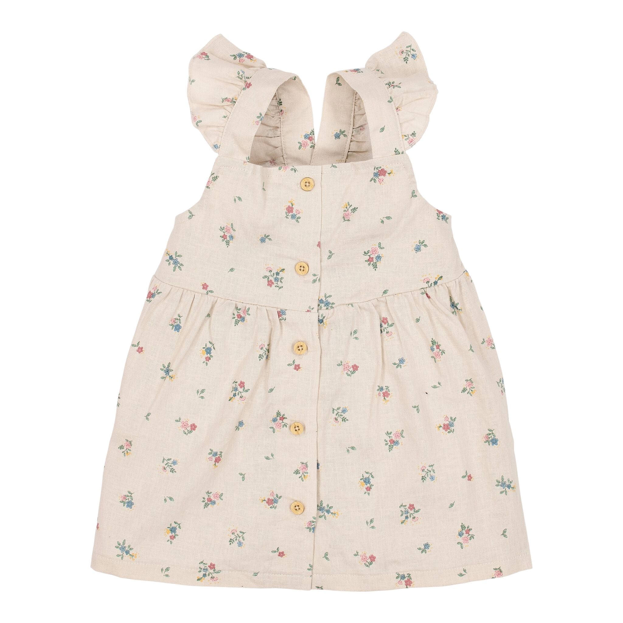 Summer girls' dress Fairy Bloom linen look, ruffles & buttons | Little Dutch Summer girls' dress Fairy Bloom linen look, ruffles & buttons | Little Dutch