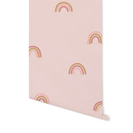 Woven wallpaper Little Rainbows Pink