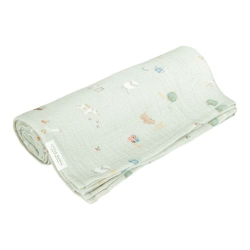 Swaddle - Green - Size 120 cm - Little Farm