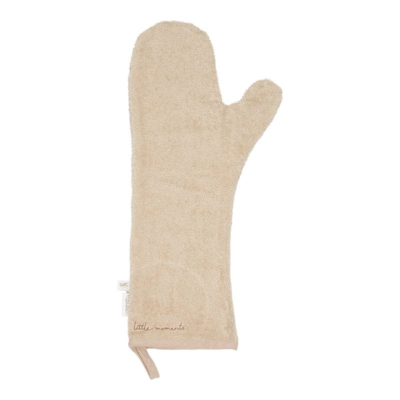 Long gant de toilette beige