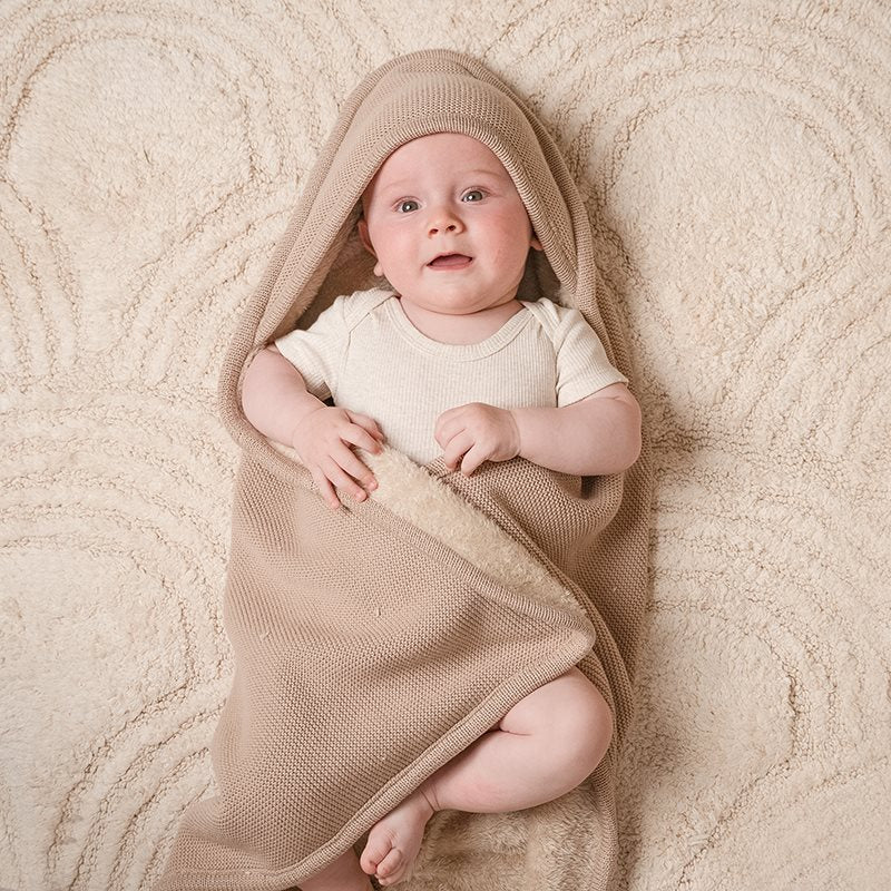 Gebreide omslagdoek Beige