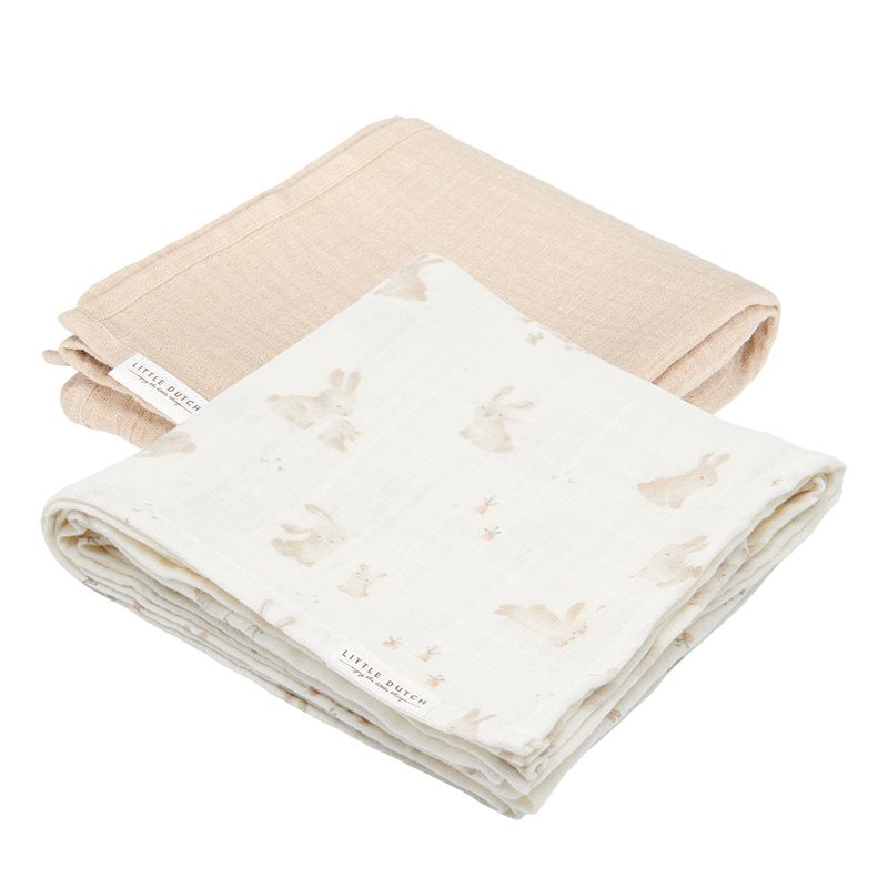 Swaddle doeken set hydrofiel 70 x 70 Baby Bunny / Beige