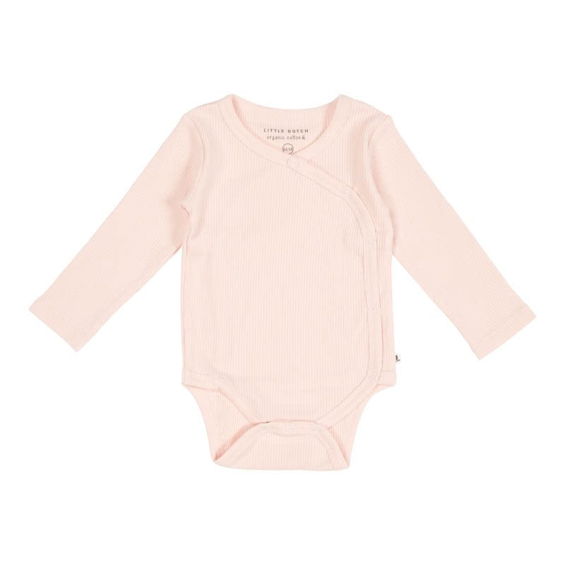 Romper overslag lange mouw Rib Pink