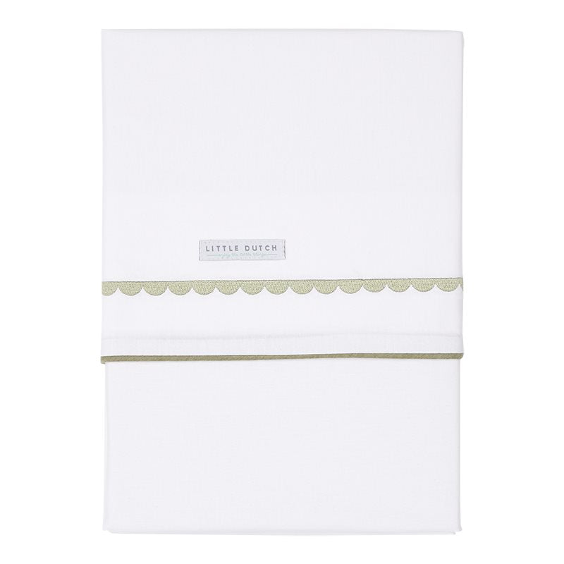 Crib sheet pure olive rounded embroidered