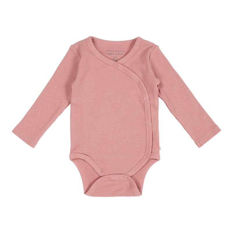 Romper overslag lange mouw Rib Vintage Pink