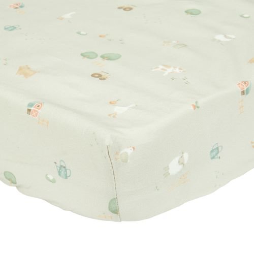 Crib fitted sheet - Green - Little Farm