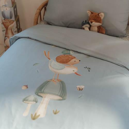 Crib Bettdecke Cover - Blau - Forest Friends