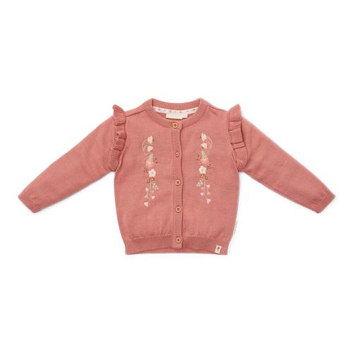 Gebreid vest - Roze - Little Farm - Opdruk