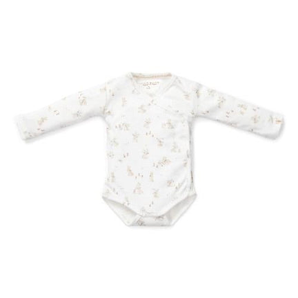 Wrap-over long sleeve romper - White - Newborn Naturals - Baby Bunny 