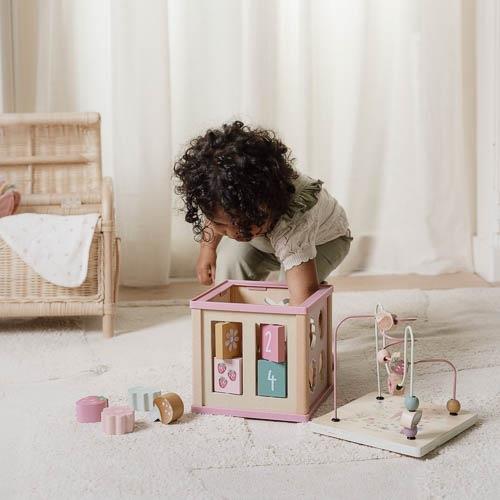 Wooden activity cube Pink Fairy Garden - Main Image