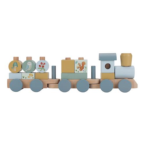 Wooden block train - Blue - Forest Friends